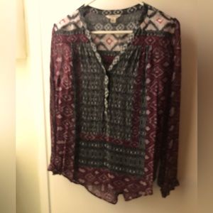 Red & Black Patterned Blouse